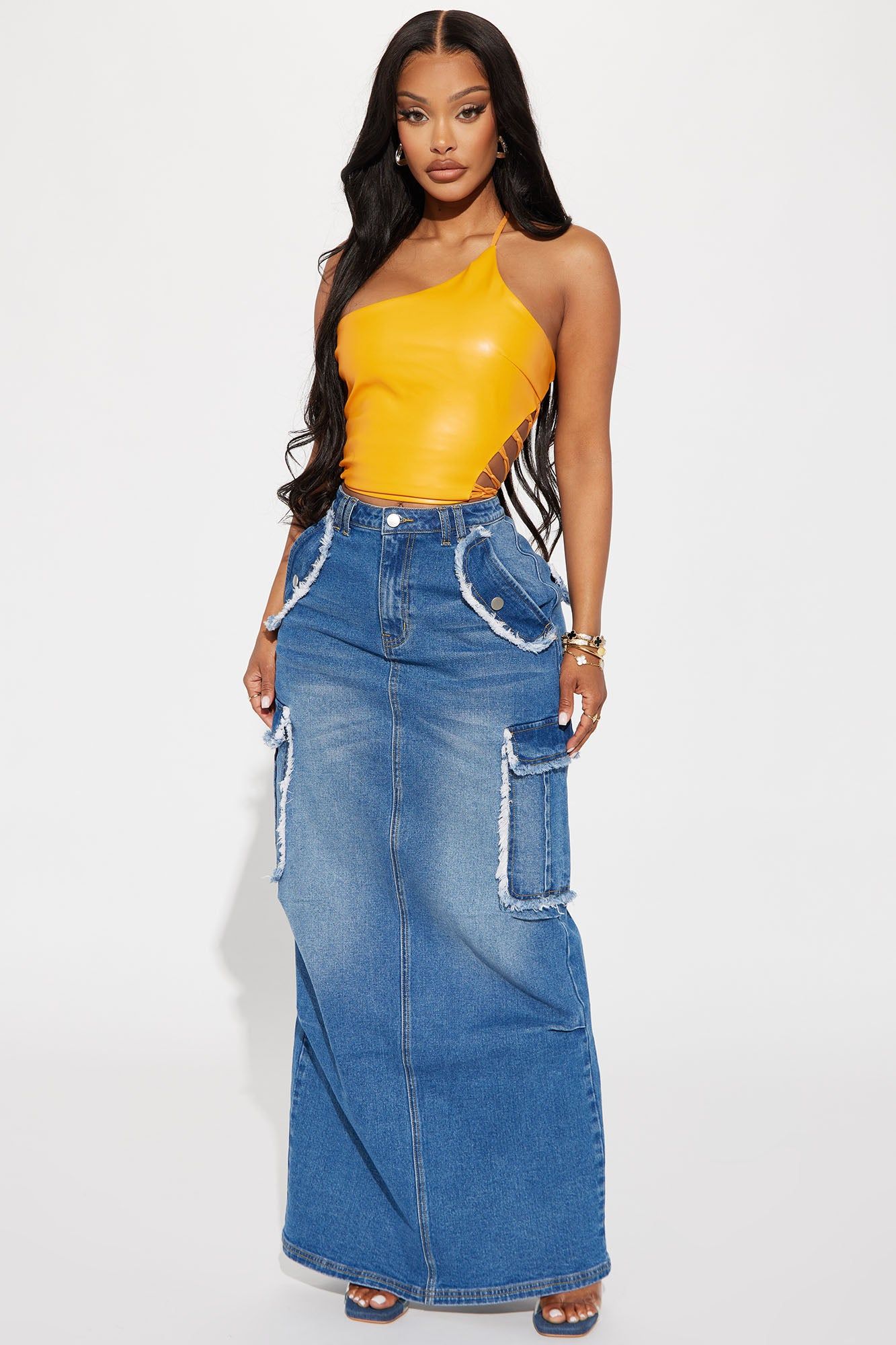 Wrapped Up One Shoulder PU Top - Orange sold by Fashion Nova product image thumbnail 2