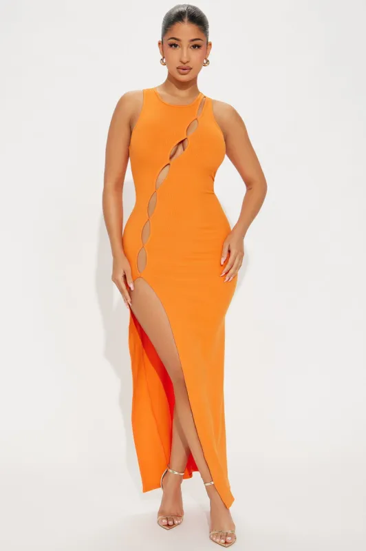 Zoey Cutout Maxi Dress - Orange sold by Fashion Nova
