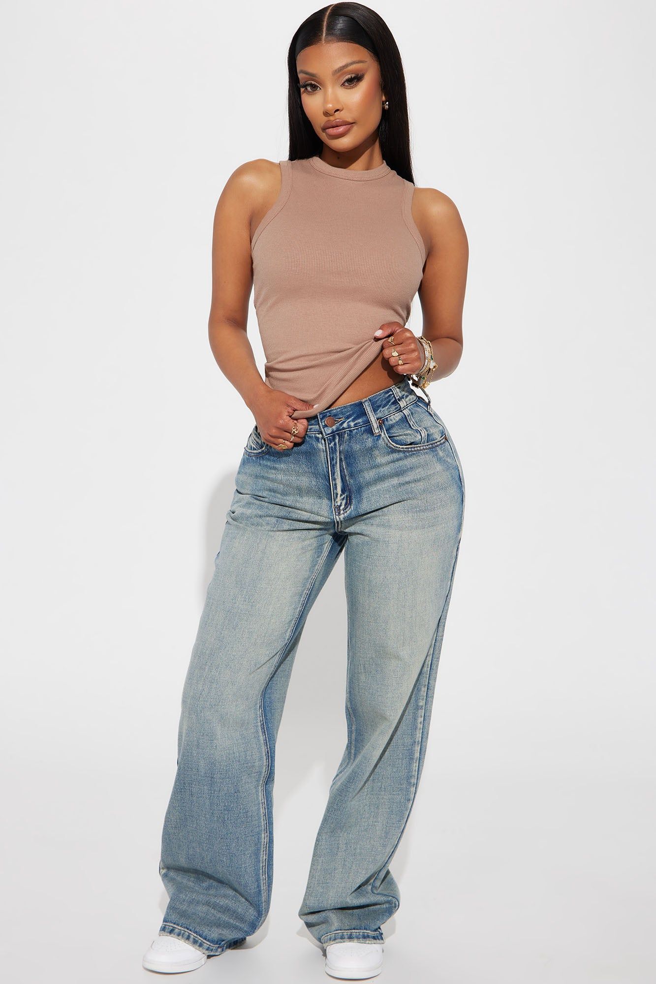 Ain't That Sweet Tinted Baggy Jeans - Light Wash sold by Fashion Nova