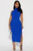 Cleo Ribbed High Neck Midi Dress - Royal sold by Fashion Nova