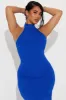 Cleo Ribbed High Neck Midi Dress - Royal sold by Fashion Nova