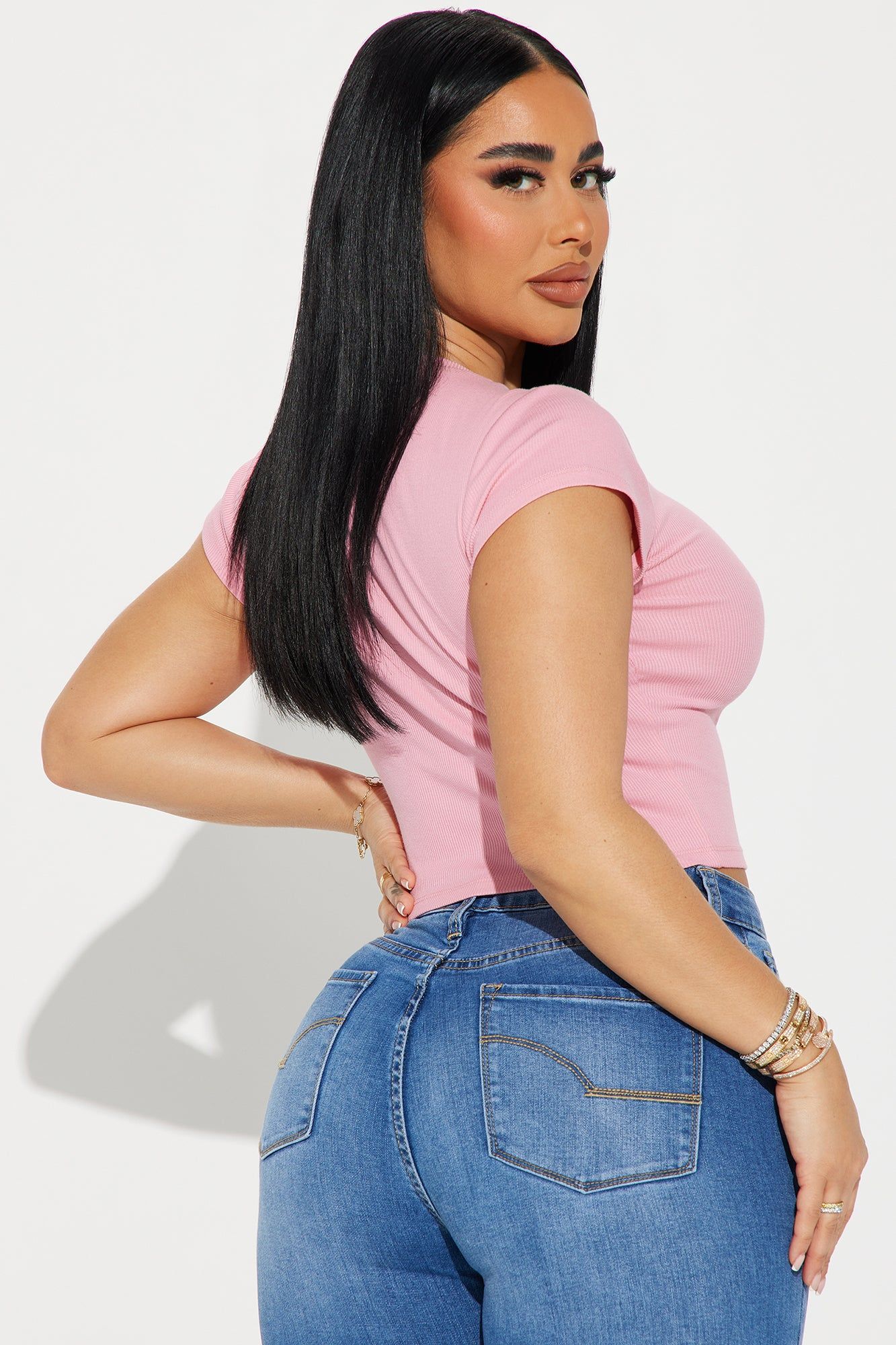 Kasey Ribbed Crop Top - Tickled Pink Light Pink sold by Fashion Nova product image thumbnail 3