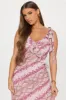 Juliette Chiffon Ruffle Maxi Dress - Burgundy sold by Fashion Nova
