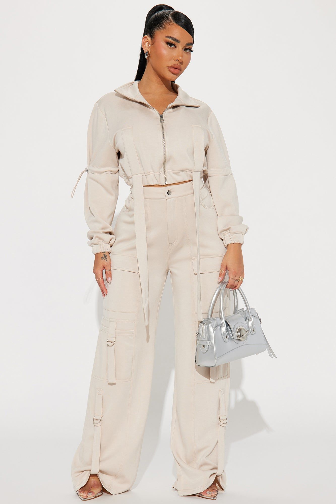 Carrie Cargo Pant Set - Taupe sold by Fashion Nova
