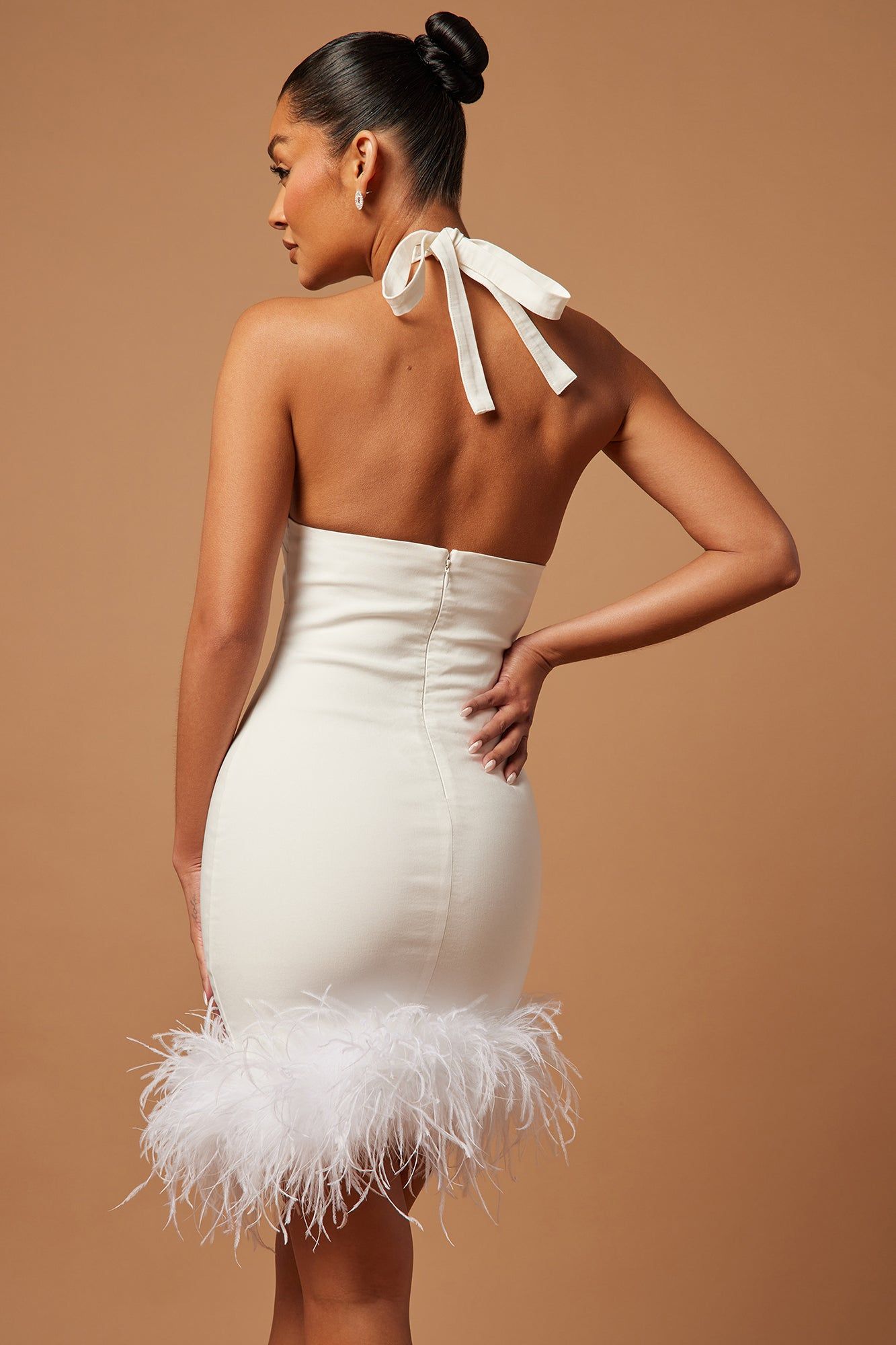 Catiana Feather Mini Dress - White sold by Fashion Nova product image thumbnail 4
