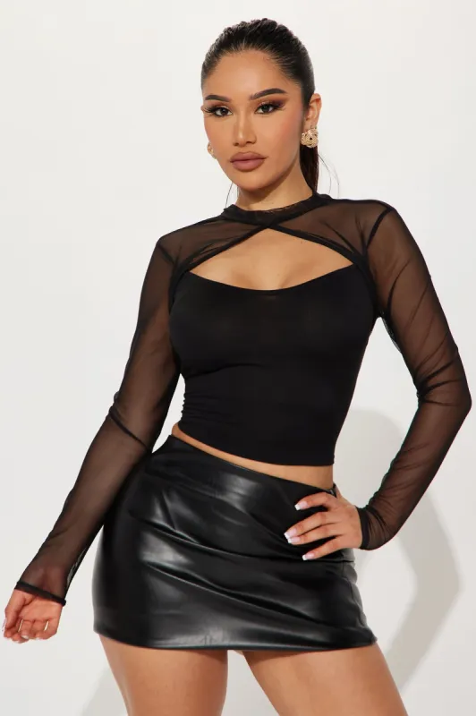 No Promises Mesh Top - Black sold by Fashion Nova
