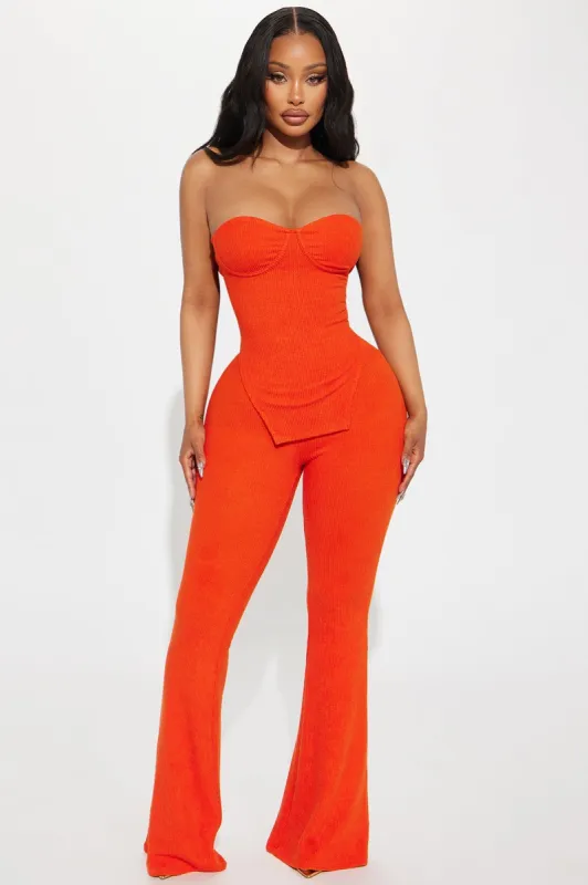 Call My Name Ribbed Pant Set - Orange sold by Fashion Nova
