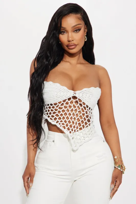 Under The Sea Crochet Top - White sold by Fashion Nova