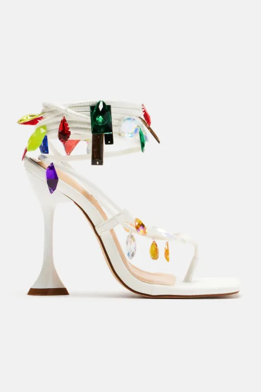 Party Seeker Wrap Up Heeled Sandals - White sold by Fashion Nova