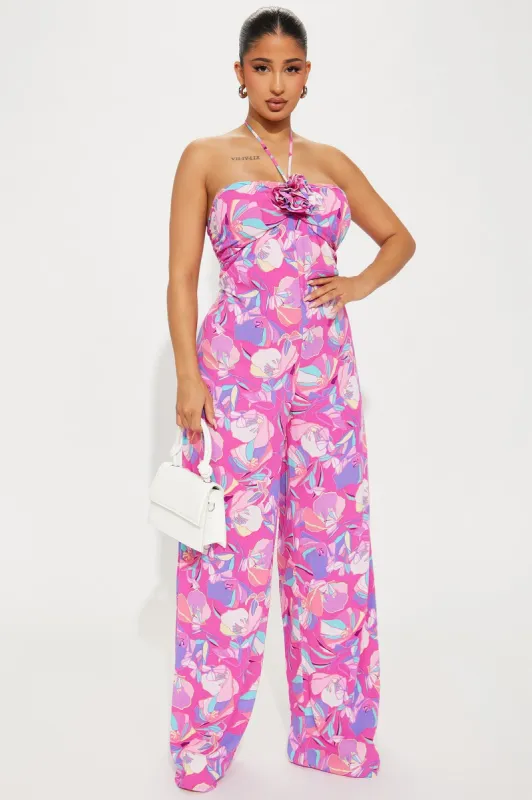 Perfect Vacay Jumpsuit - Fuchsia/combo sold by Fashion Nova