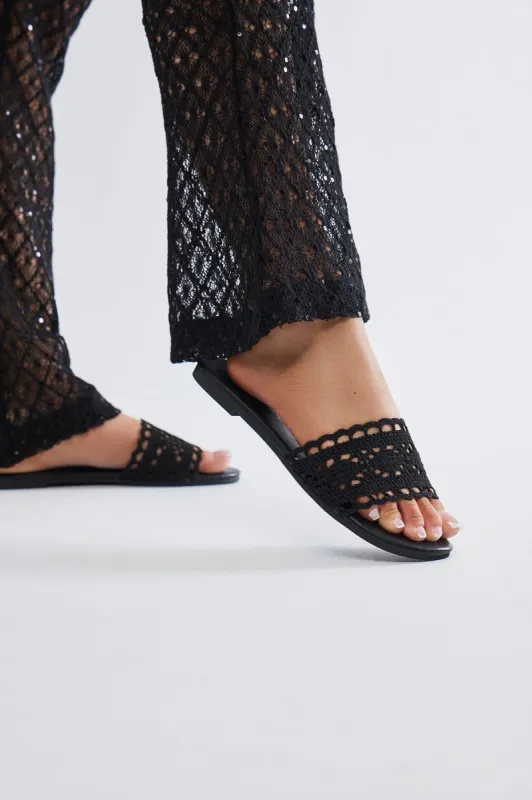 Palm Beach Flat Sandals - Black sold by Fashion Nova