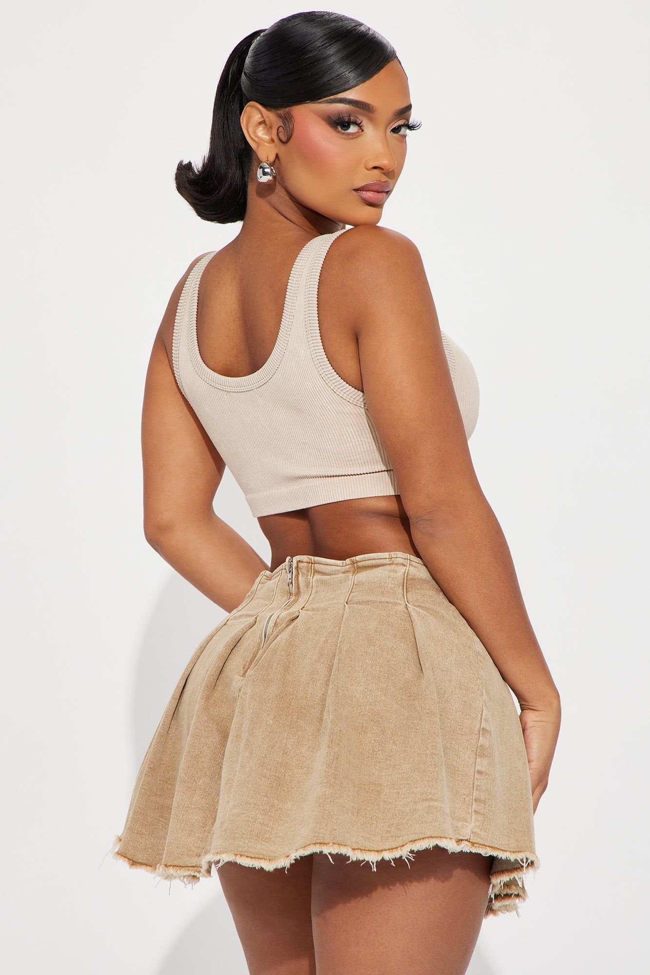Stella Washed Crop Top - Khaki sold by Fashion Nova product image thumbnail 3