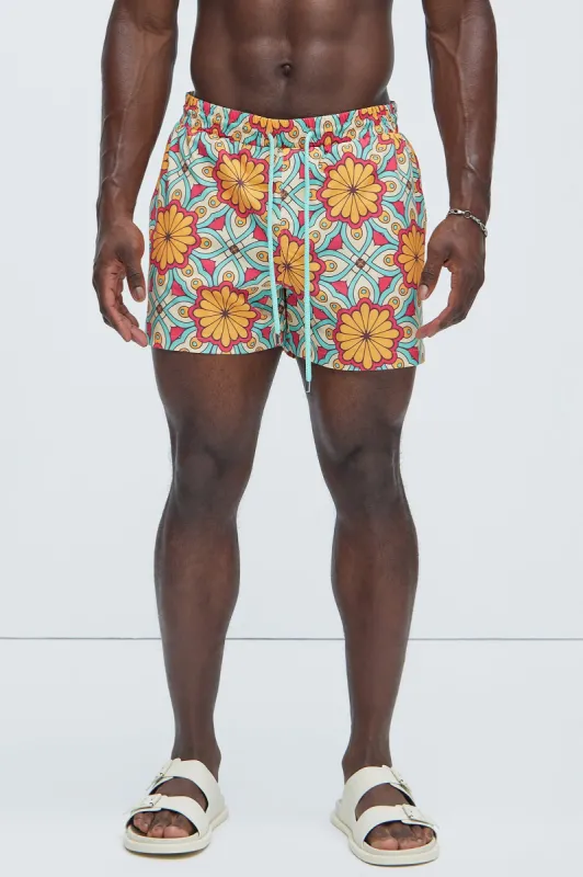 Edwin Geometric Swim Trunks - Multi Color sold by Fashion Nova