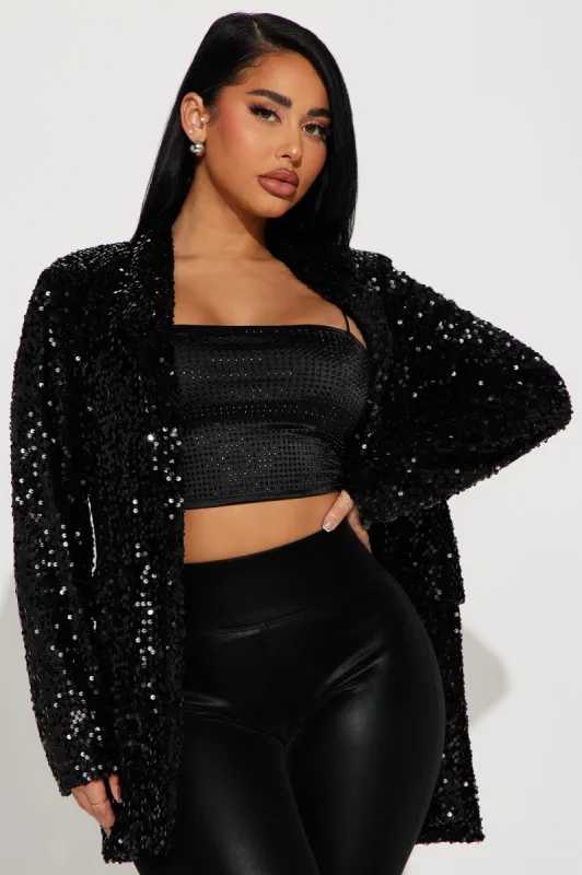 Violet Sequin Blazer - Black sold by Fashion Nova