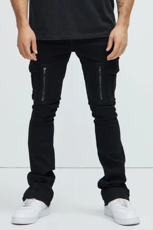 Get Me Started Cargo Flare Pants - Black sold by Fashion Nova
