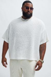 Santorini Textured Boxy Short Sleeve Tee - White sold by Fashion Nova