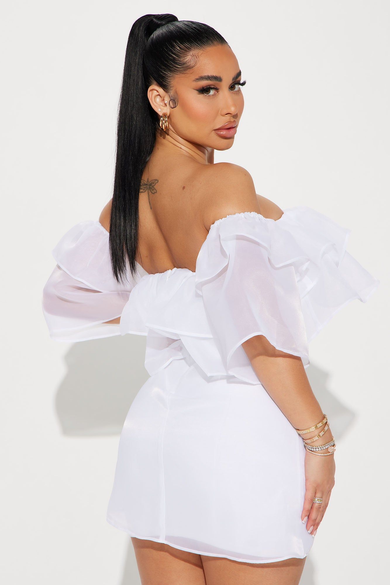 Selene Ruffle Mini Dress - White sold by Fashion Nova product image thumbnail 3