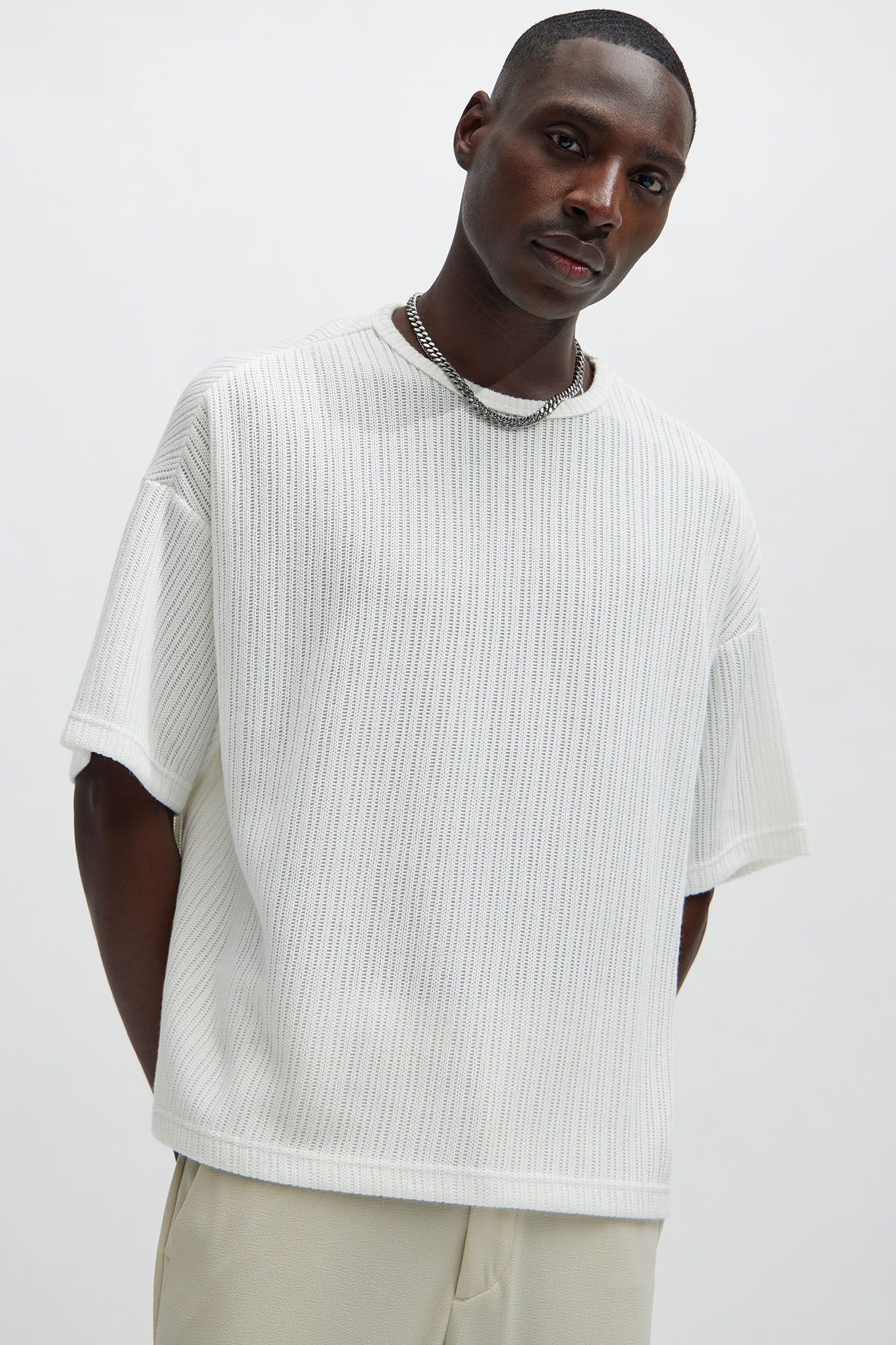 Santorini Textured Boxy Short Sleeve Tee - White sold by Fashion Nova