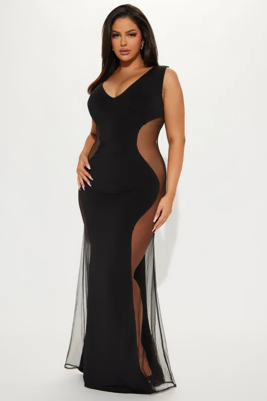 Hourglass Mesh Maxi Dress - Black sold by Fashion Nova