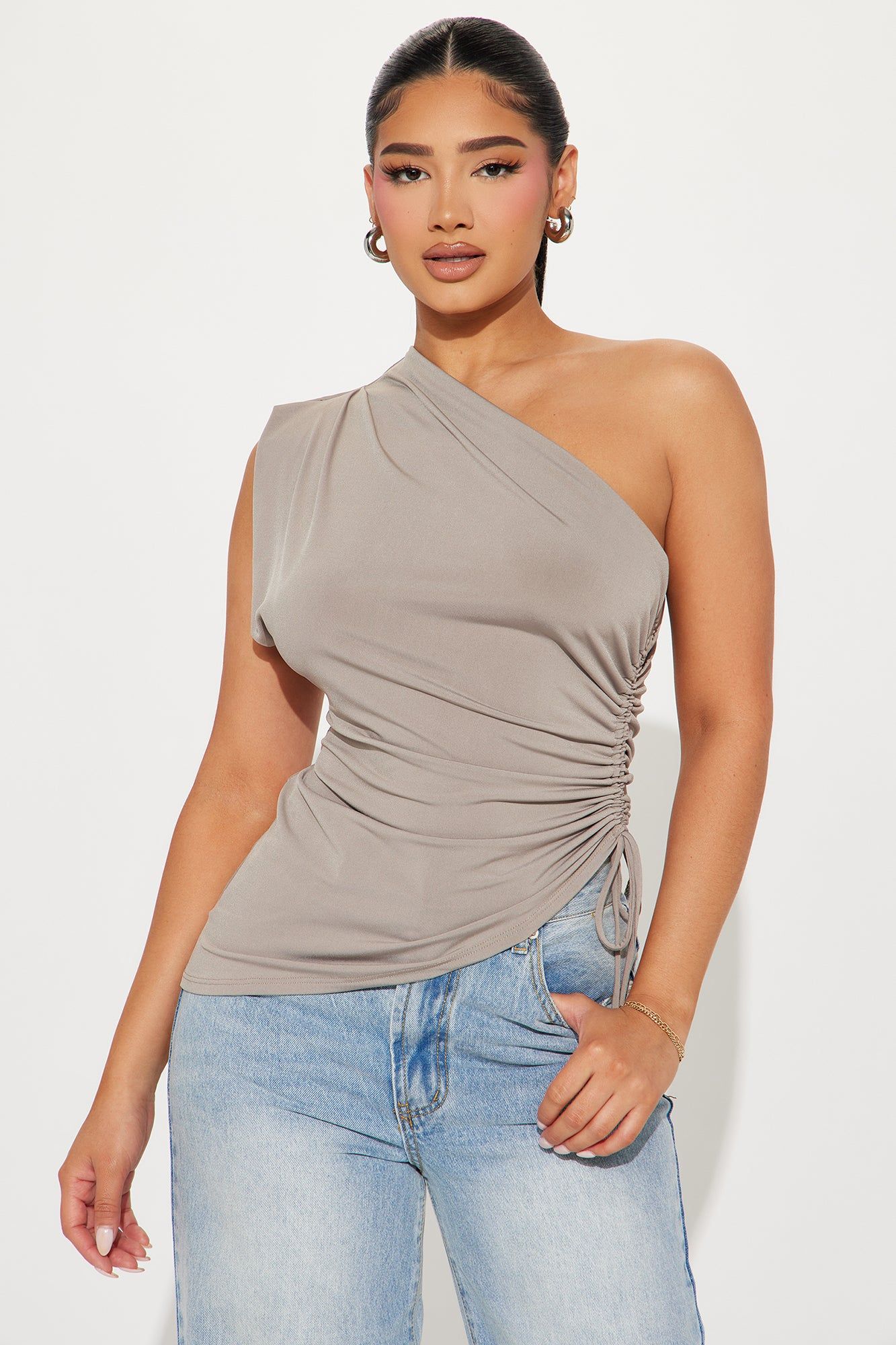 Alaia One Shoulder Top - Stone sold by Fashion Nova