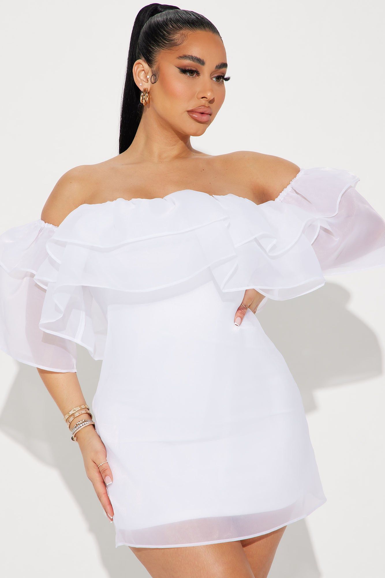 Selene Ruffle Mini Dress - White sold by Fashion Nova product image thumbnail 2