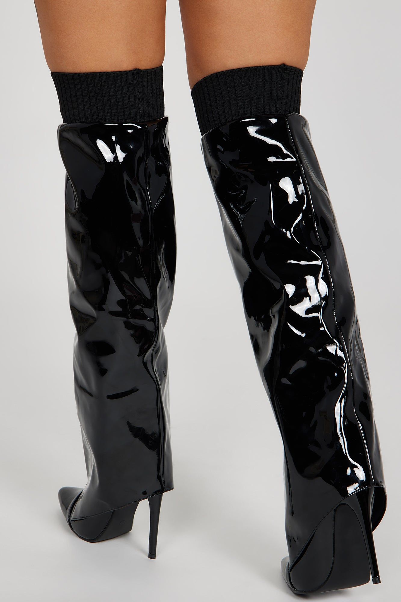 Felt A Vibe Over The Knee Heeled Boots - Black sold by Fashion Nova product image thumbnail 4