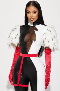 Keep It Cruel Jumpsuit 4 Piece Costume Set - Black/White sold by Fashion Nova