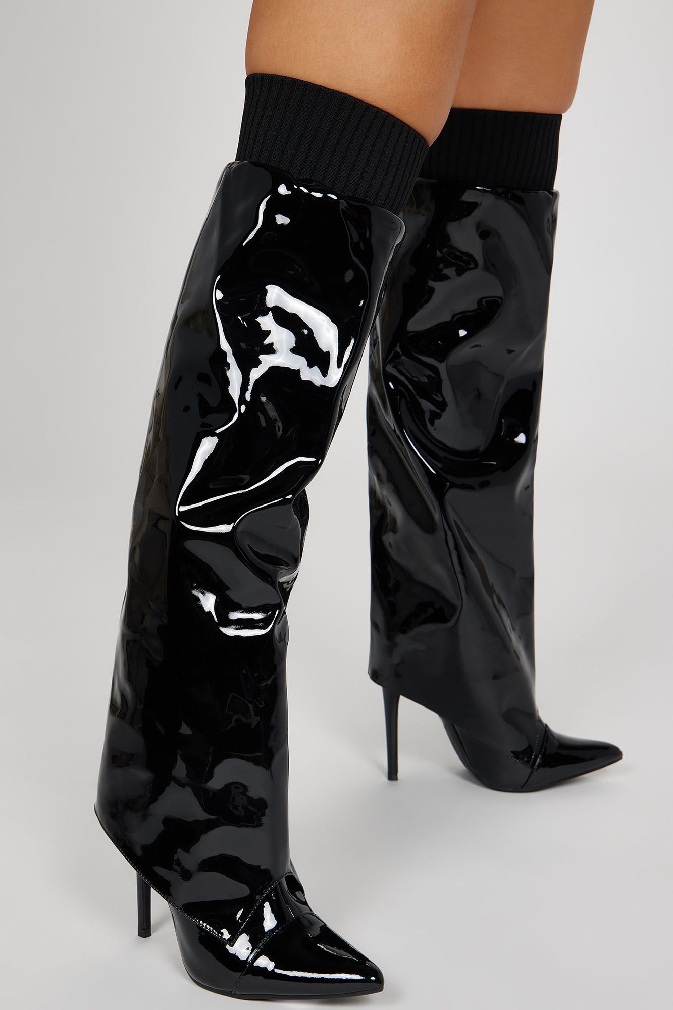 Felt A Vibe Over The Knee Heeled Boots - Black sold by Fashion Nova product image thumbnail 3