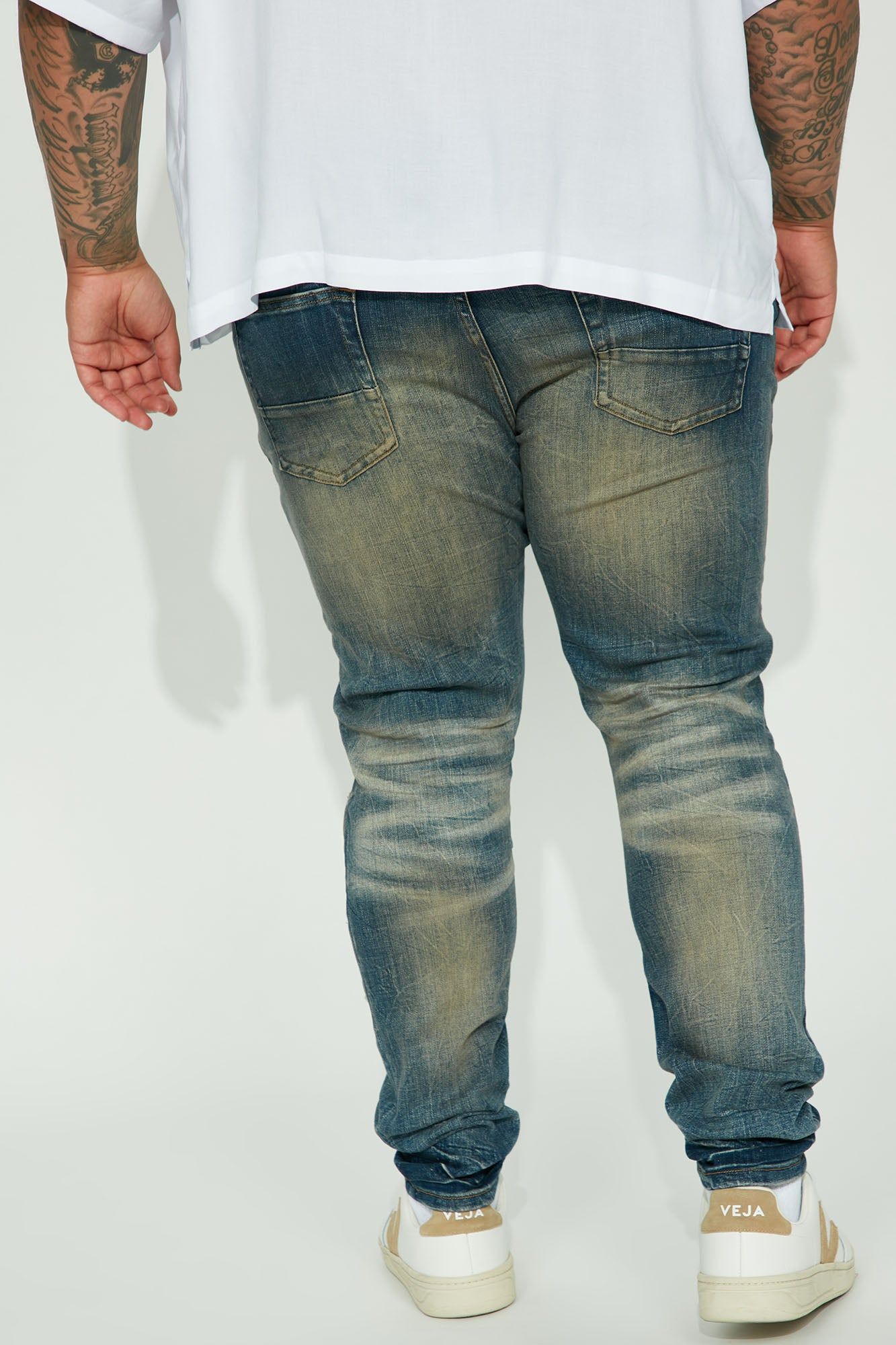 Keep it Pushing Distressed Stacked Skinny Jeans - Vintage Blue Wash sold by Fashion Nova product image thumbnail 8