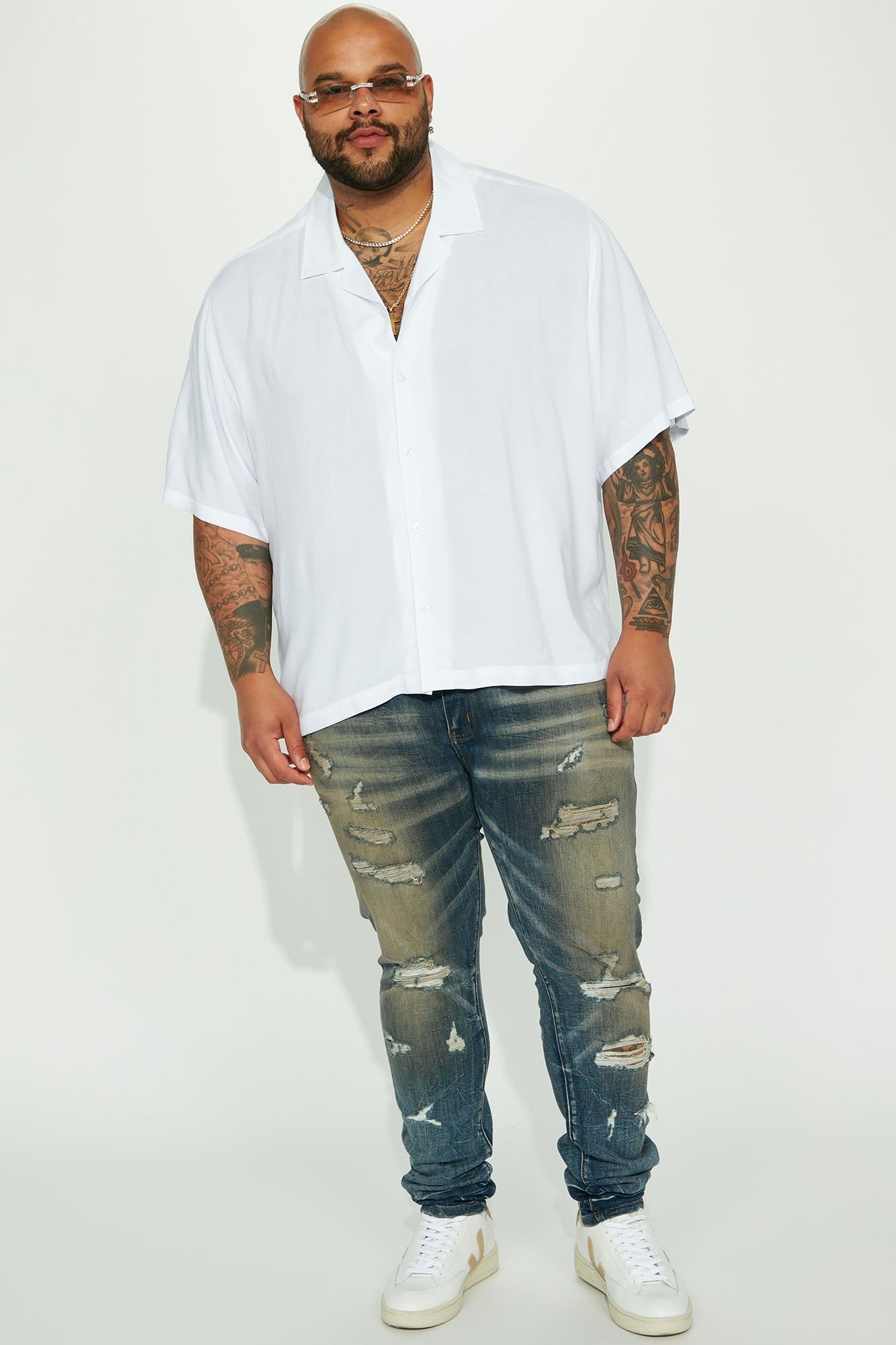 Keep it Pushing Distressed Stacked Skinny Jeans - Vintage Blue Wash sold by Fashion Nova product image thumbnail 7