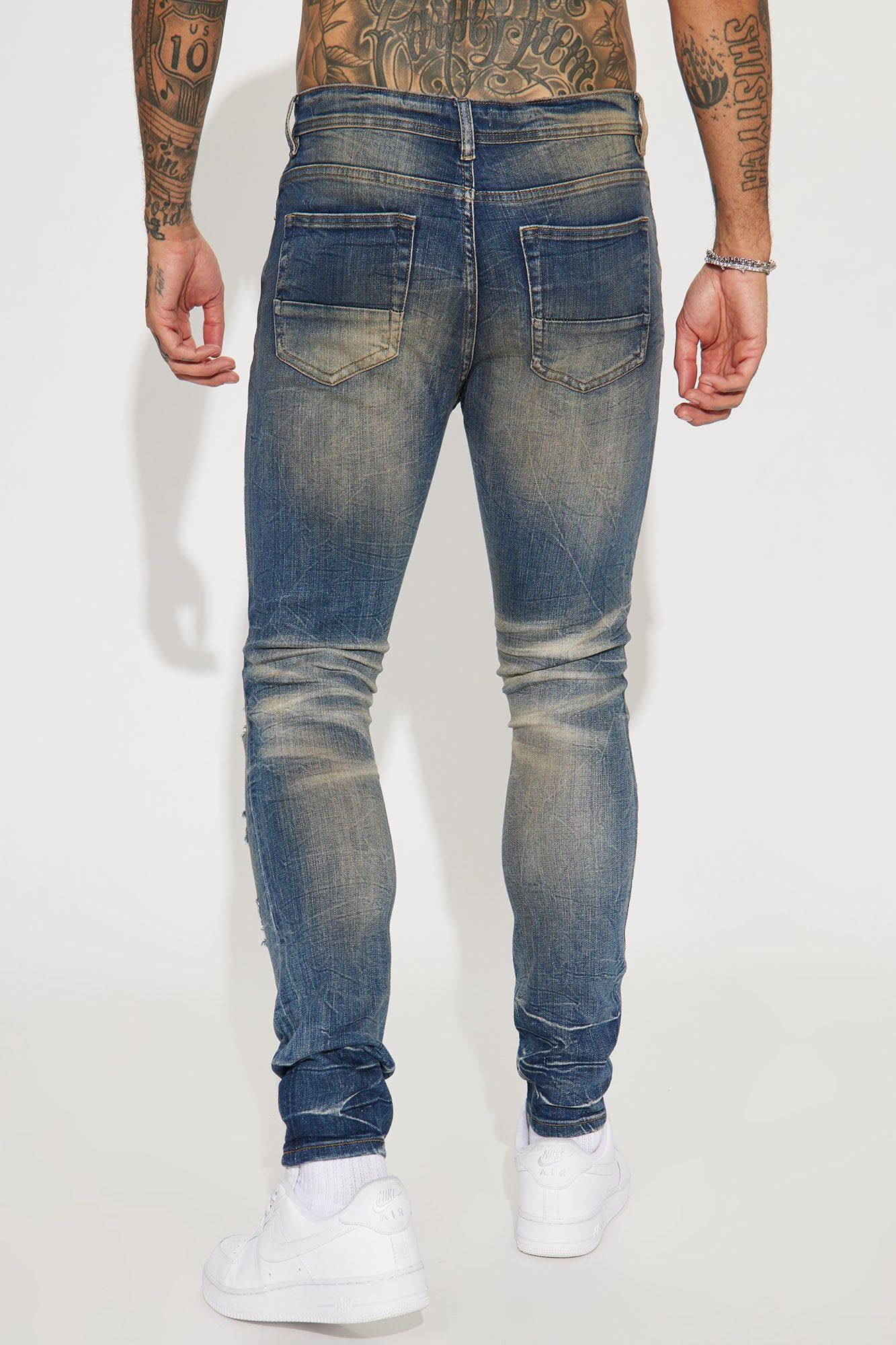 Keep it Pushing Distressed Stacked Skinny Jeans - Vintage Blue Wash sold by Fashion Nova product image thumbnail 6