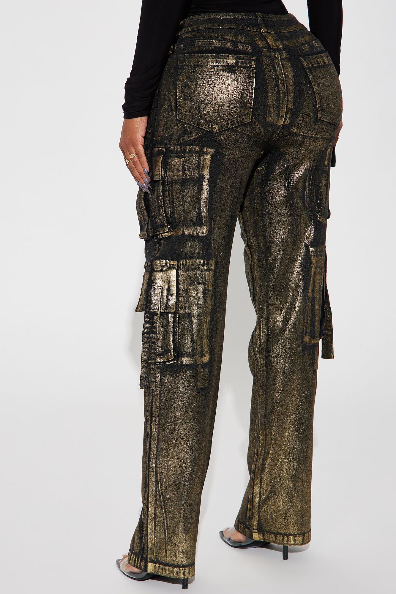 Pure Luxury Metallic Foil Cargo Pant - Gold/combo sold by Fashion Nova product image thumbnail 3