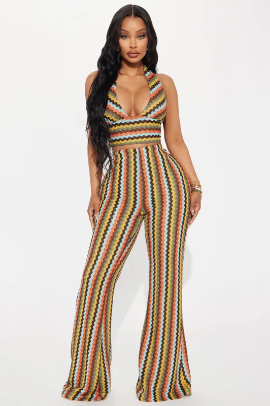 In A Daze Crochet Pant Set - Brown/combo sold by Fashion Nova