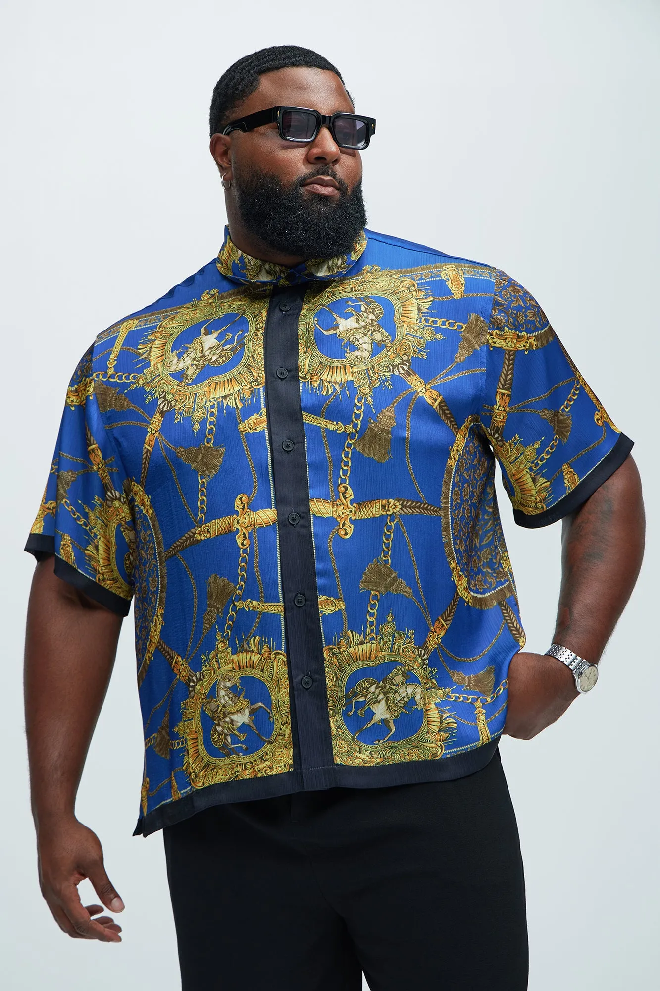 Del Corso Printed Shirt - Blue/combo sold by Fashion Nova product image thumbnail 5