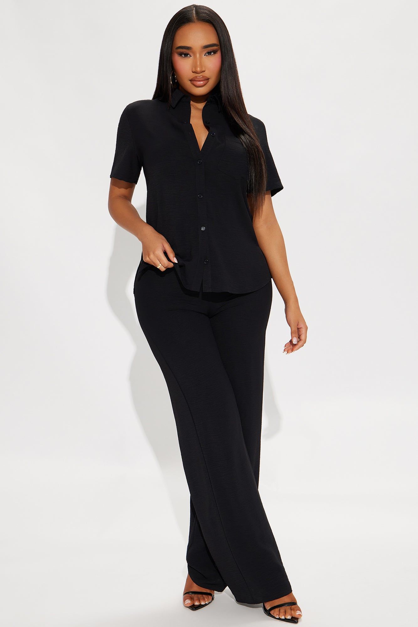 Makenzie Short Sleeve Pant Set - Black sold by Fashion Nova