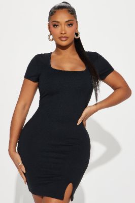 Giselle Short Sleeve Mini Dress - Black sold by Fashion Nova
