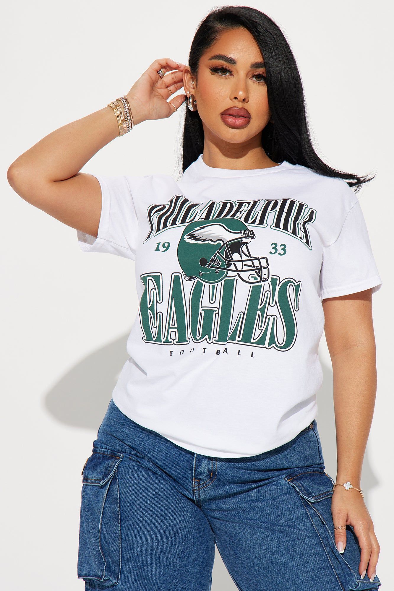 Philadelphia Eagles Crew Neck Tee - White sold by Fashion Nova