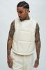 Da Baddie Faux Leather Puffer Vest - Cream sold by Fashion Nova