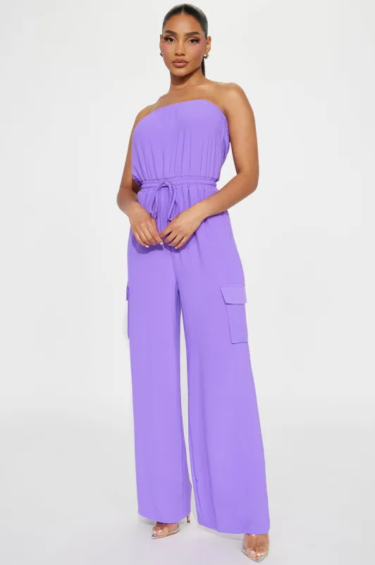 Stay Low Key Jumpsuit - Purple sold by Fashion Nova