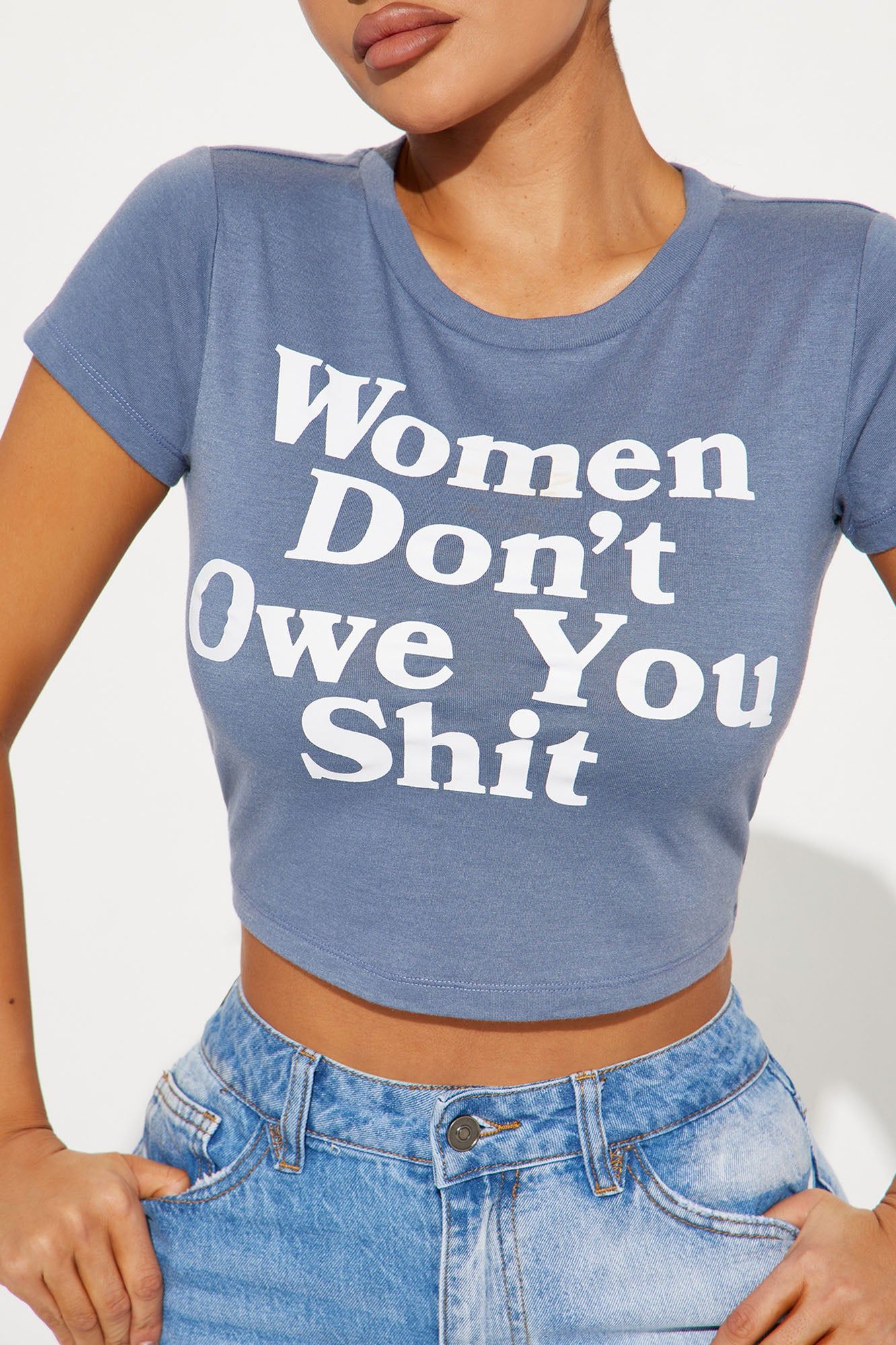 Women Don't Owe You Shit Tee - Denim sold by Fashion Nova product image thumbnail 2