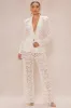 Amalfi Crochet Blazer Suit Set - Cream sold by Fashion Nova