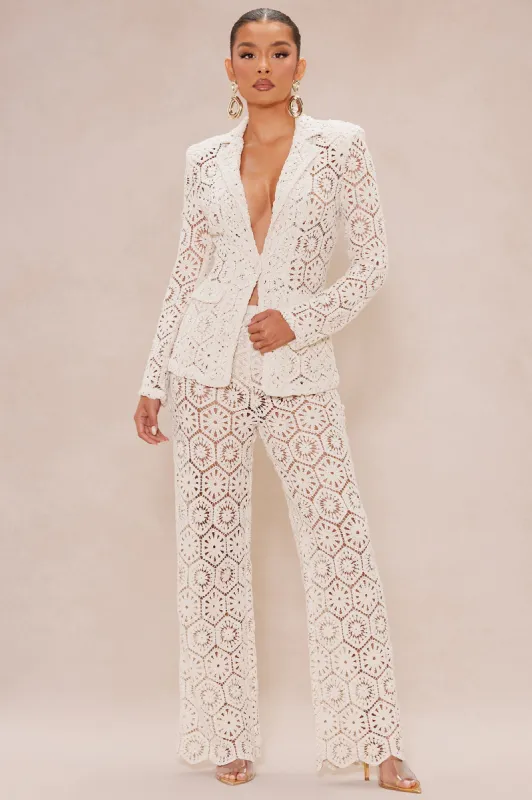Amalfi Crochet Blazer Suit Set - Cream sold by Fashion Nova