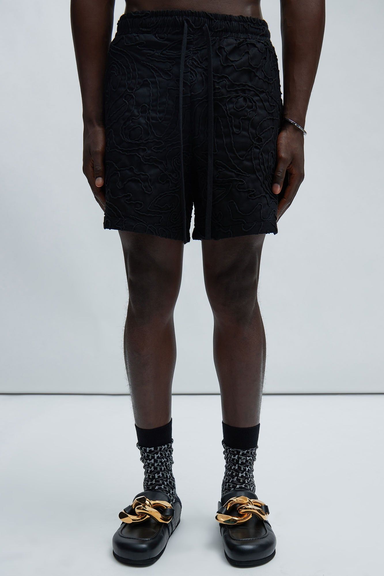 Swirl Jacquard Linen Shorts - Black sold by Fashion Nova product image thumbnail 4