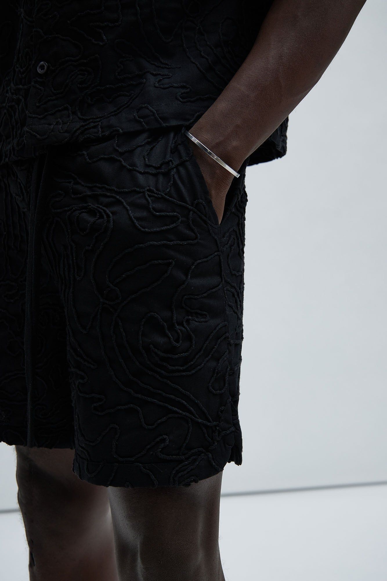Swirl Jacquard Linen Shorts - Black sold by Fashion Nova product image thumbnail 3