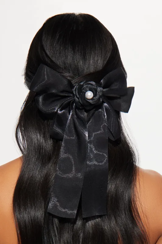 Roses And Bows Hair Clip - Black sold by Fashion Nova