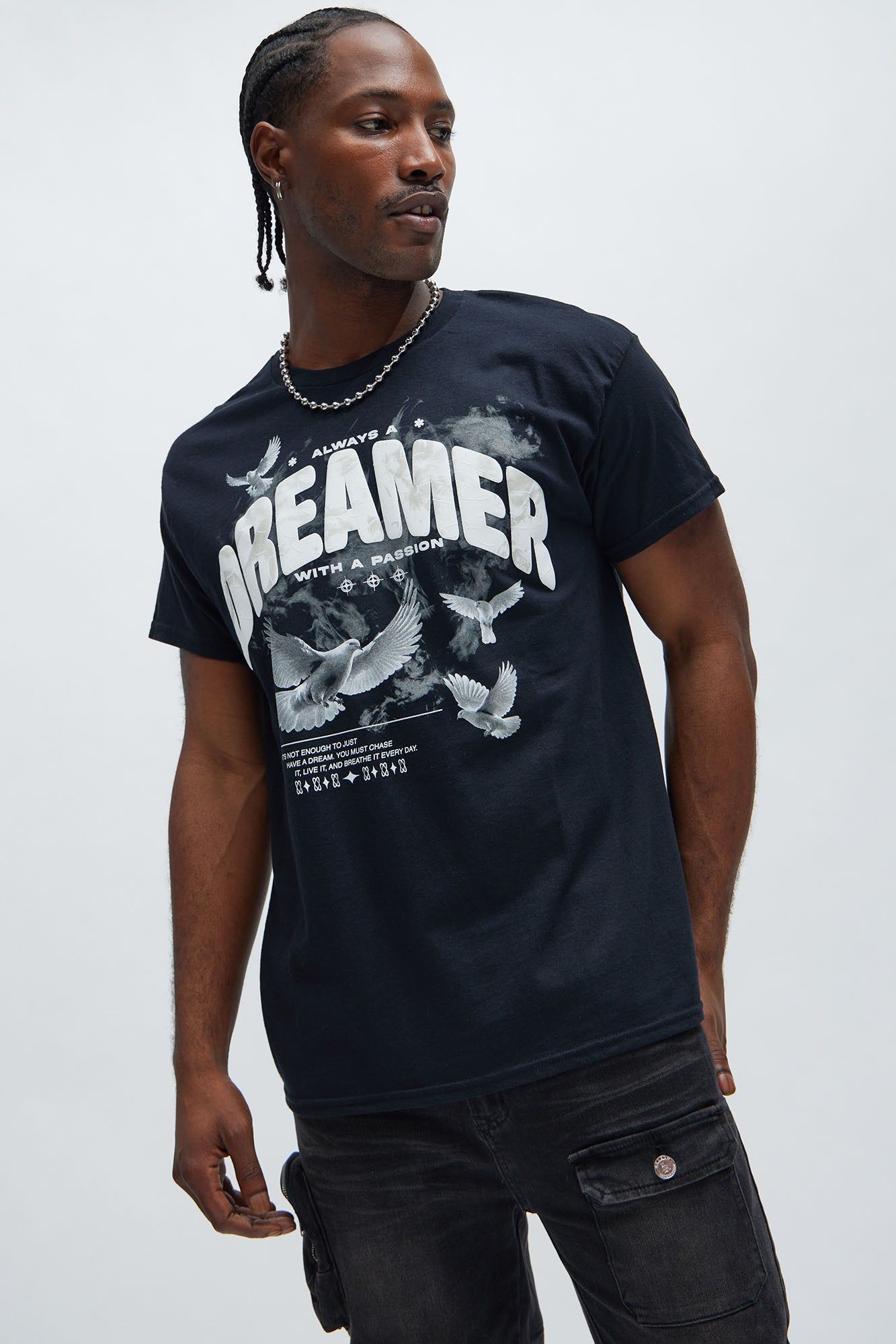 Always A Dreamer Short Sleeve Tee - Black sold by Fashion Nova