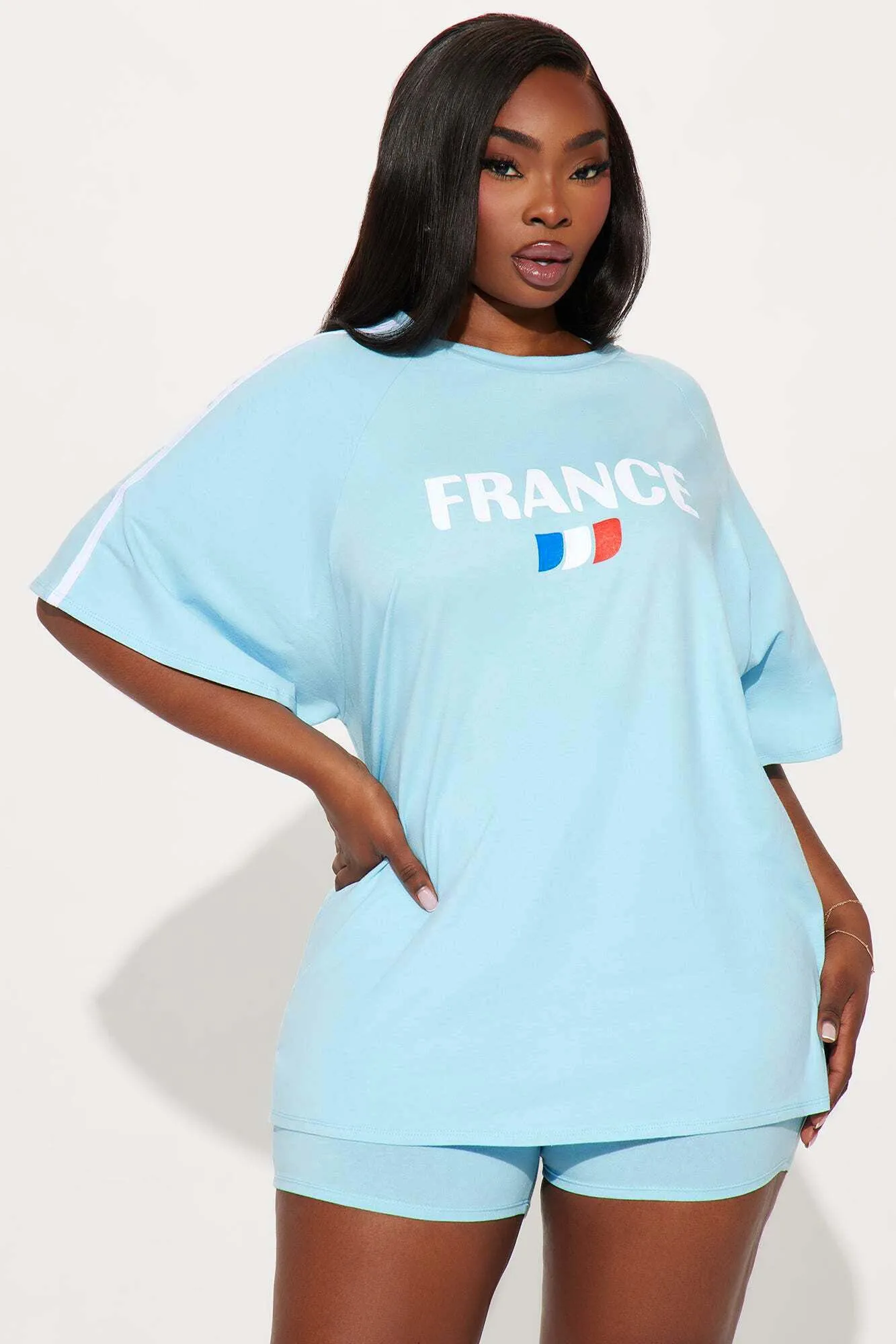 France Babe Biker Short Set - Light Blue sold by Fashion Nova product image thumbnail 5