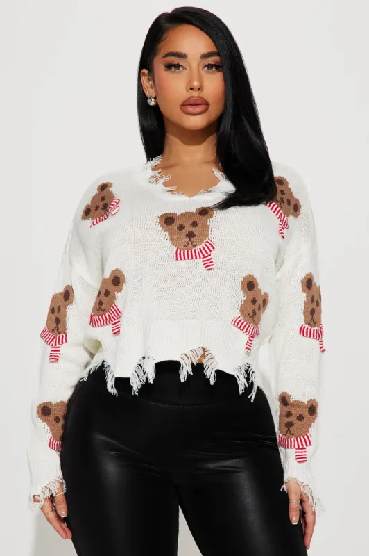 Love For Teddy Bears Sweater - Off  White/combo sold by Fashion Nova