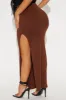 She's A Hugger Ribbed Sculpting Maxi Skirt - Chocolate sold by Fashion Nova