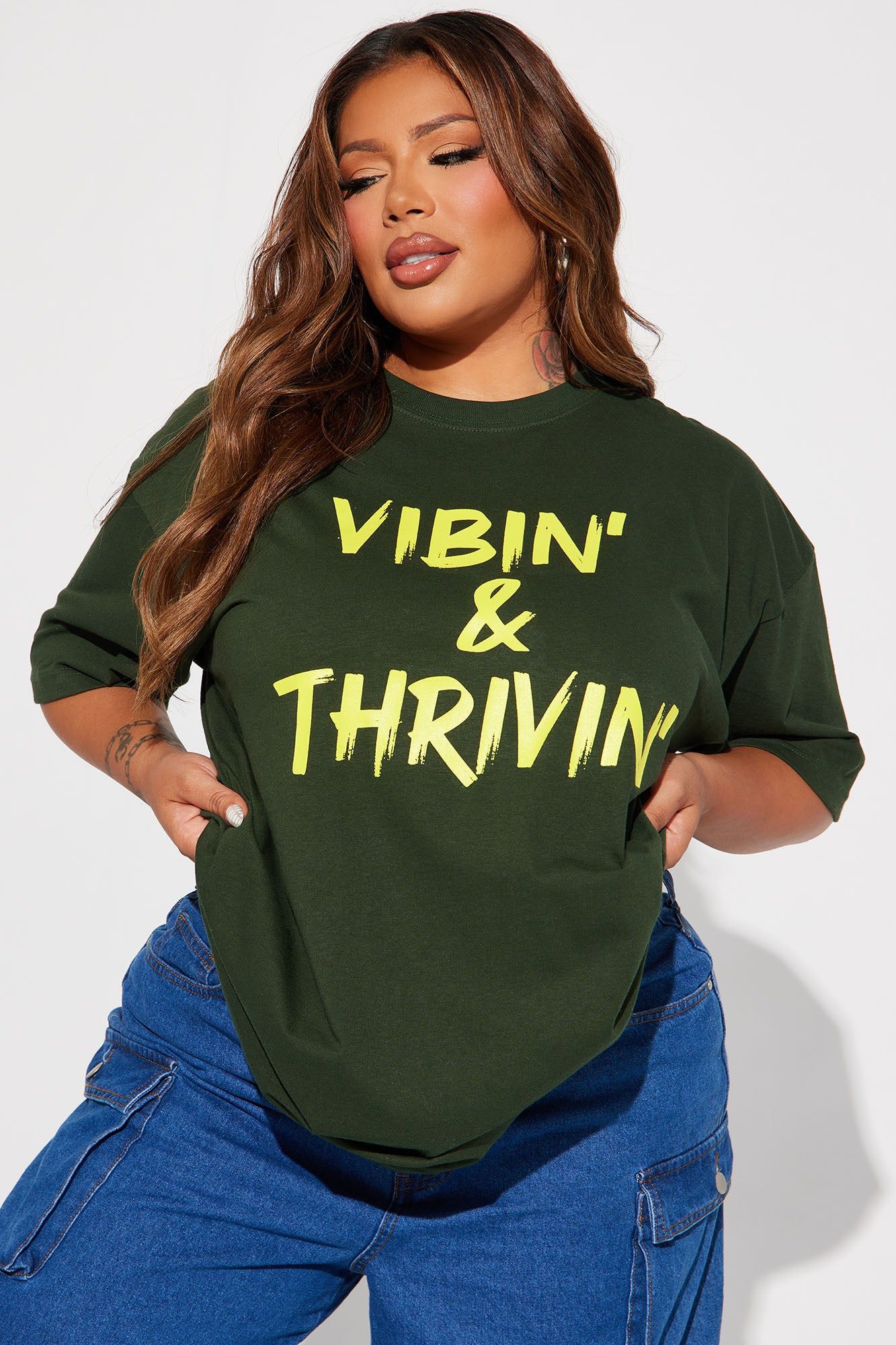 Vibin' & Thrivin' Graphic Tee - Green sold by Fashion Nova product image thumbnail 4